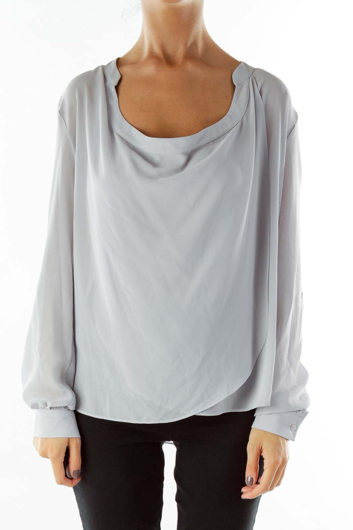 Gray Round-Neck Blouse