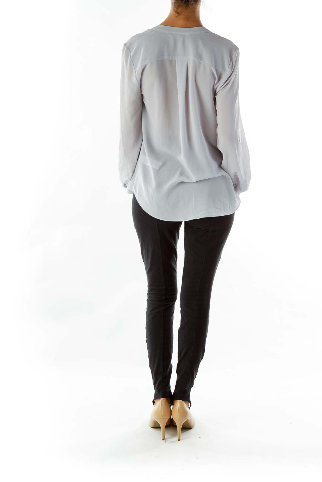 Gray Round-Neck Blouse