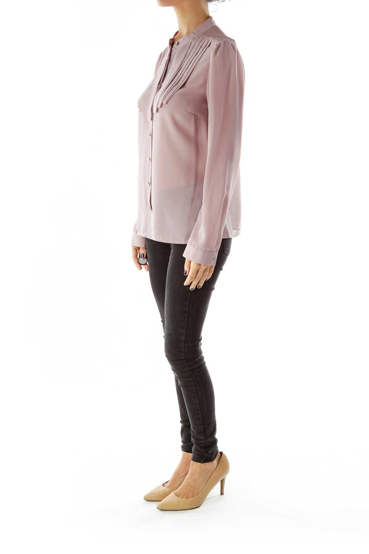 Purple Textured Buttoned Blouse