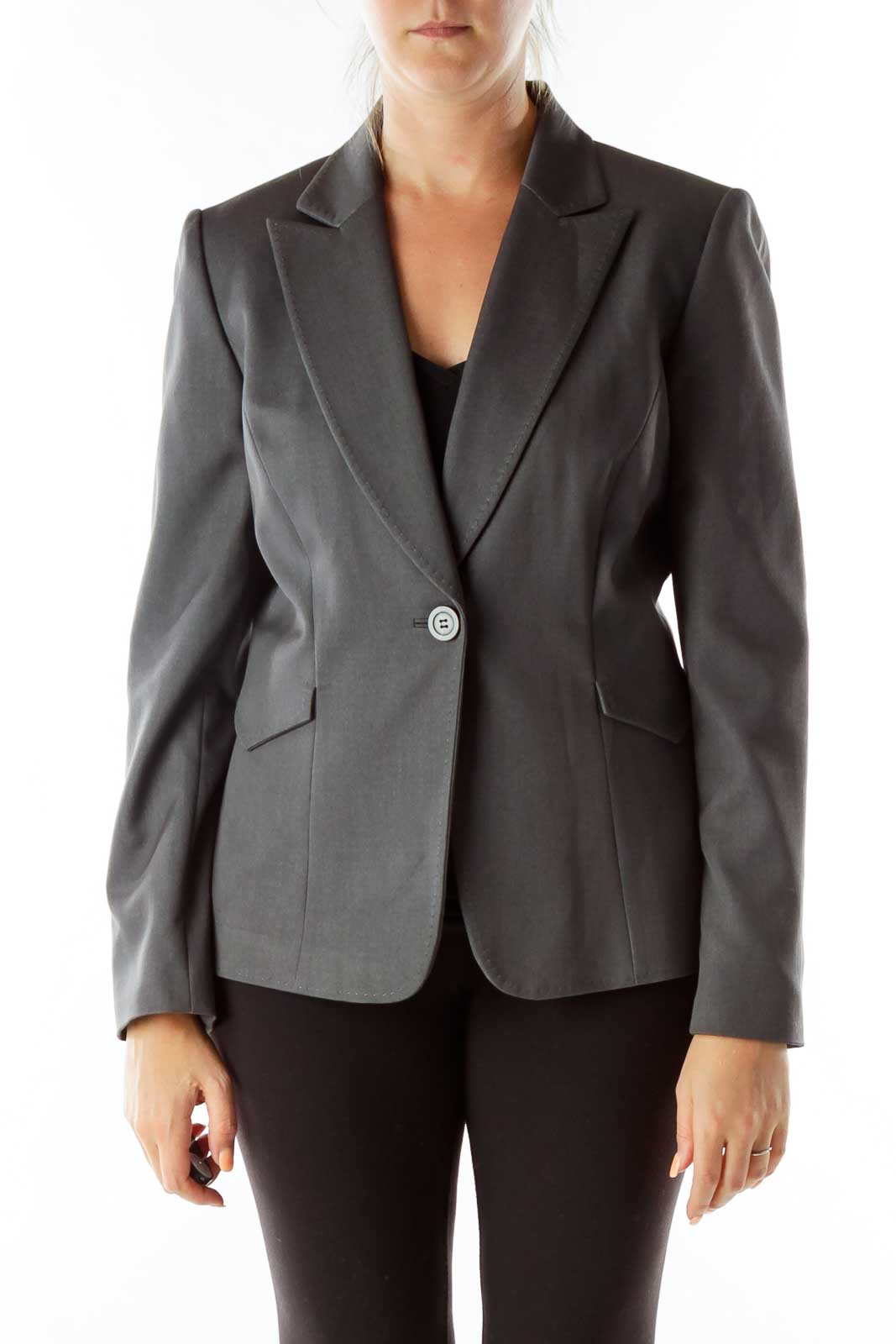 Gray Classic Single-Button Blazer