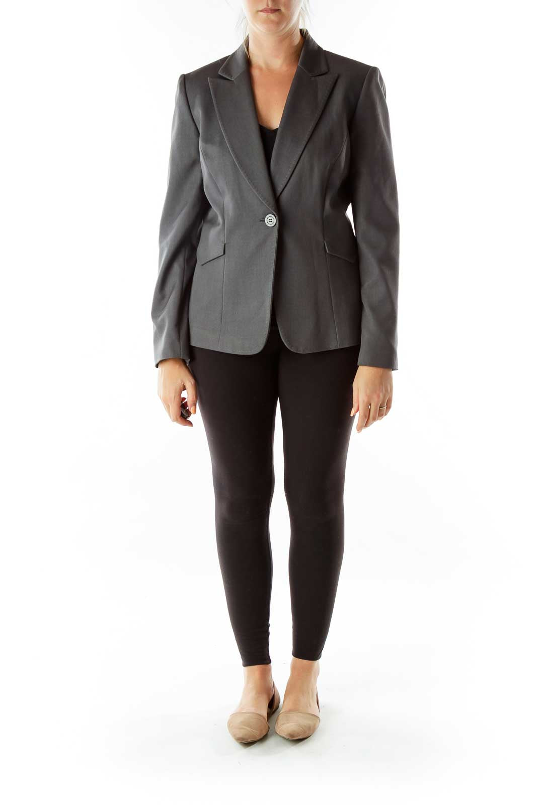 Gray Classic Single-Button Blazer