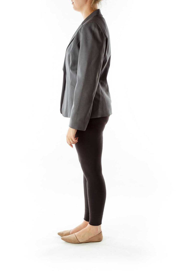 Gray Classic Single-Button Blazer