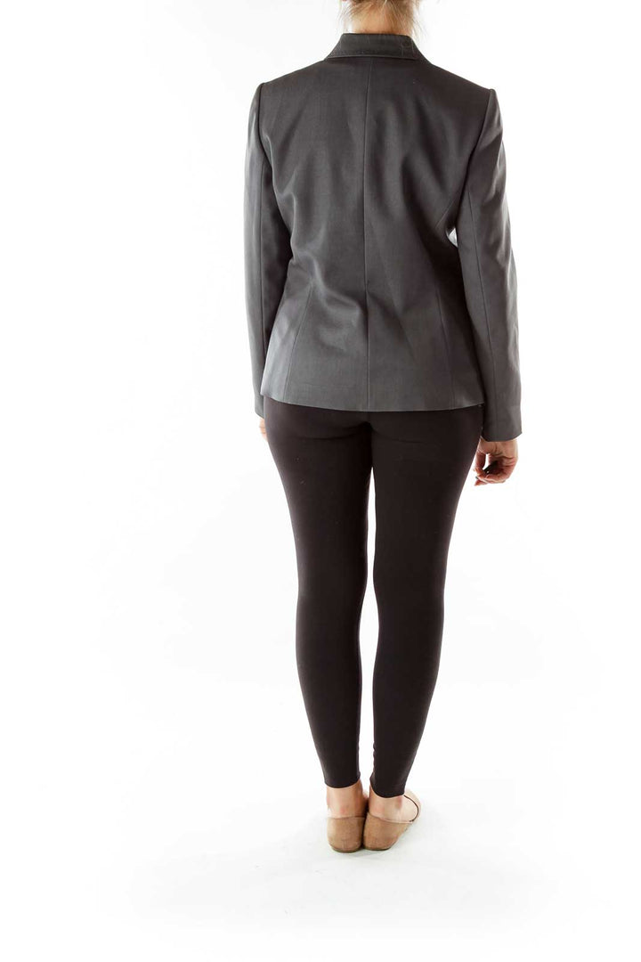 Gray Classic Single-Button Blazer
