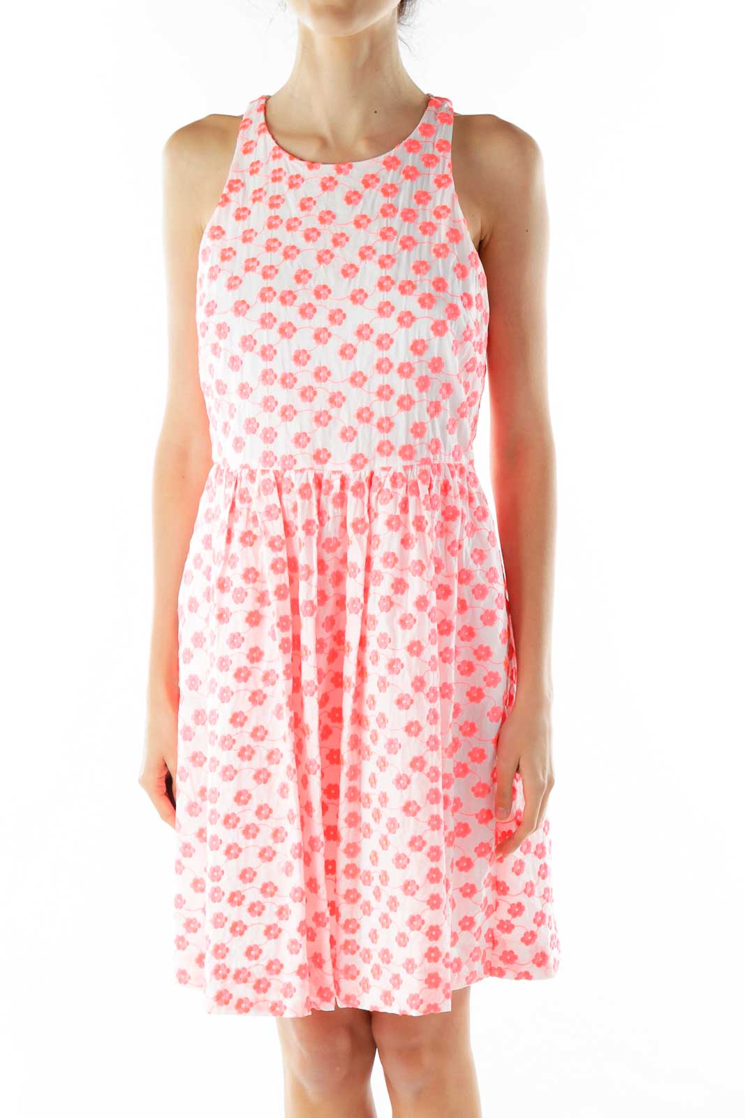Pink White Embroidered Day Dress