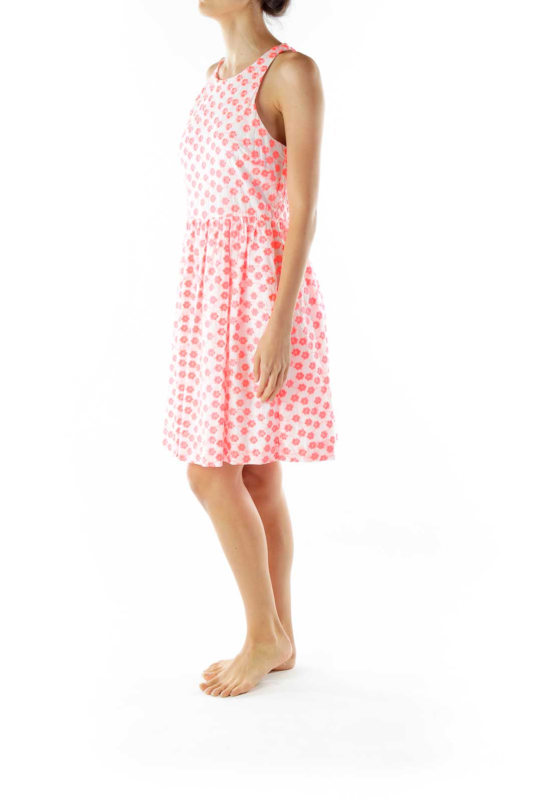 Pink White Embroidered Day Dress