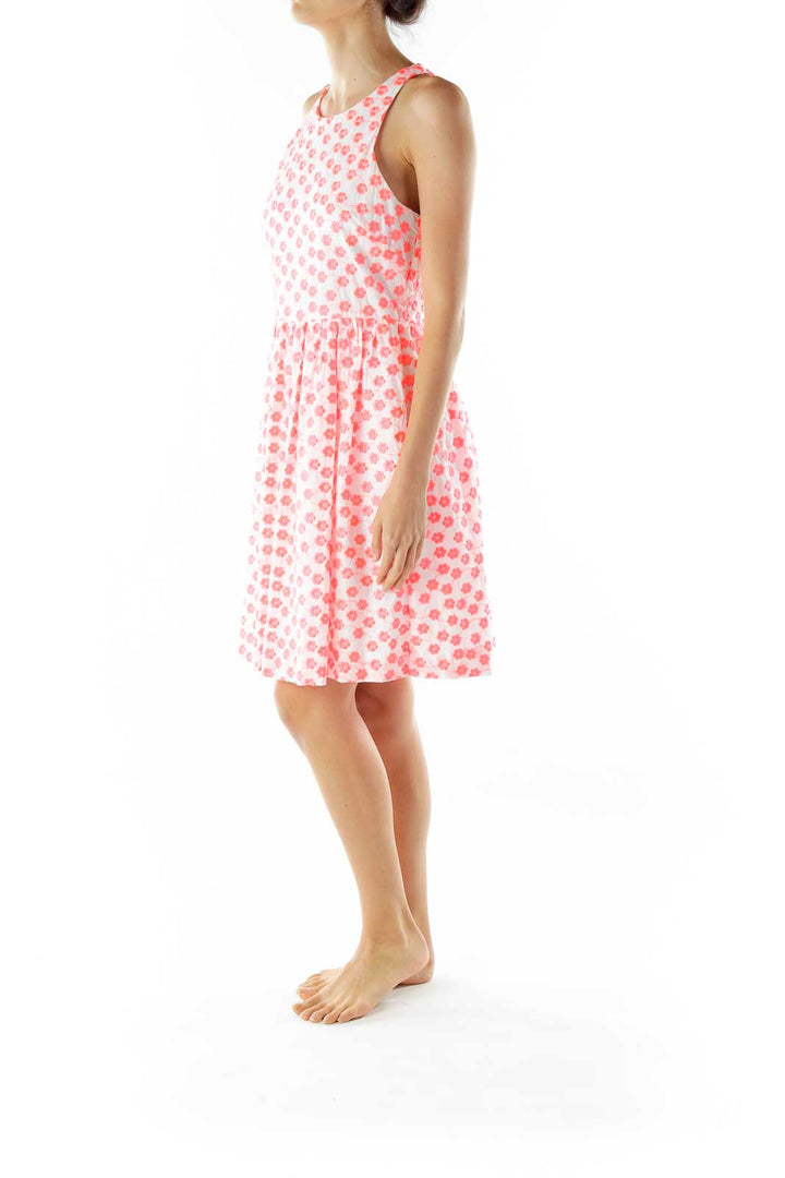 Pink White Embroidered Day Dress