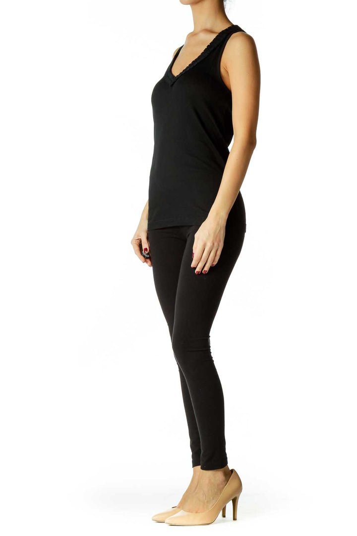 Black Ruffled Tank Top