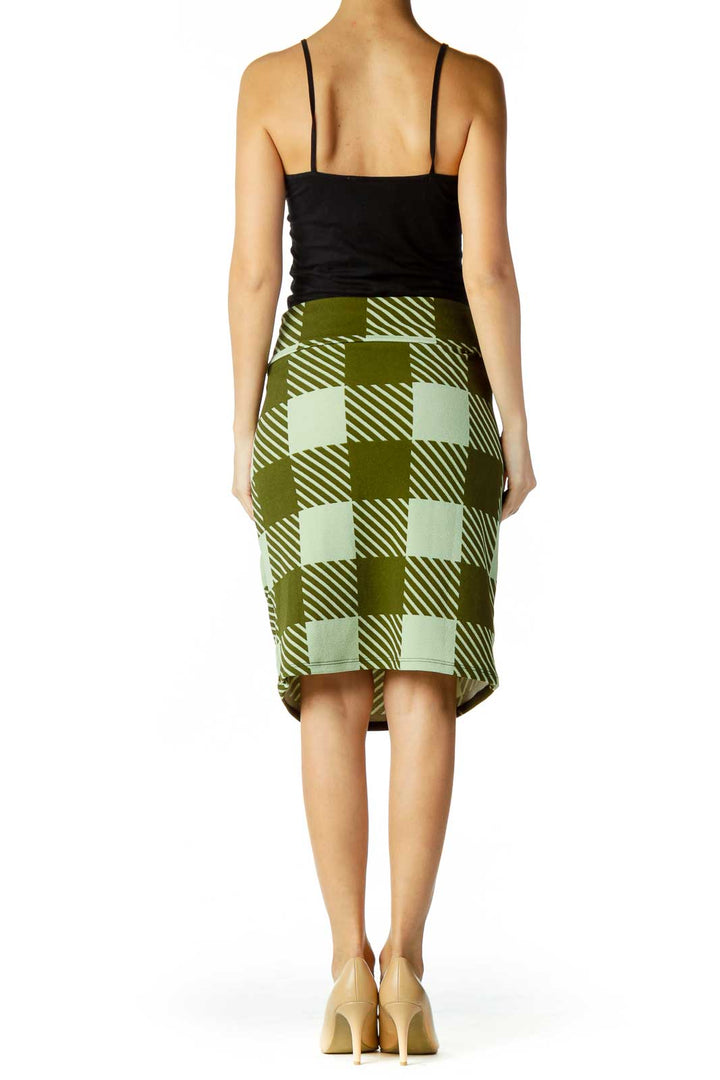 Green Print Pencil Skirt
