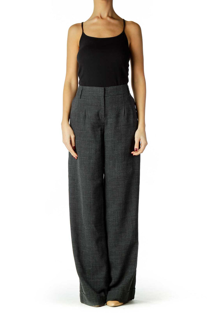 Gray Checkered Wide-leg Pants