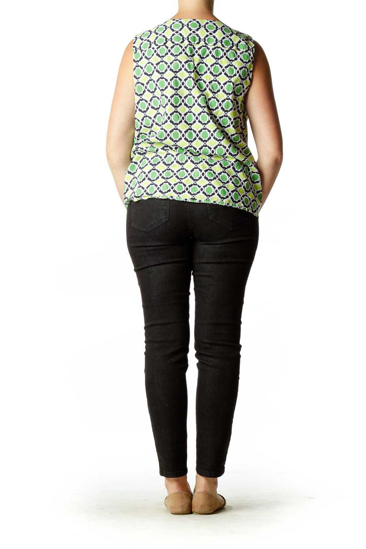 Green Quatrefoil Print Blouse