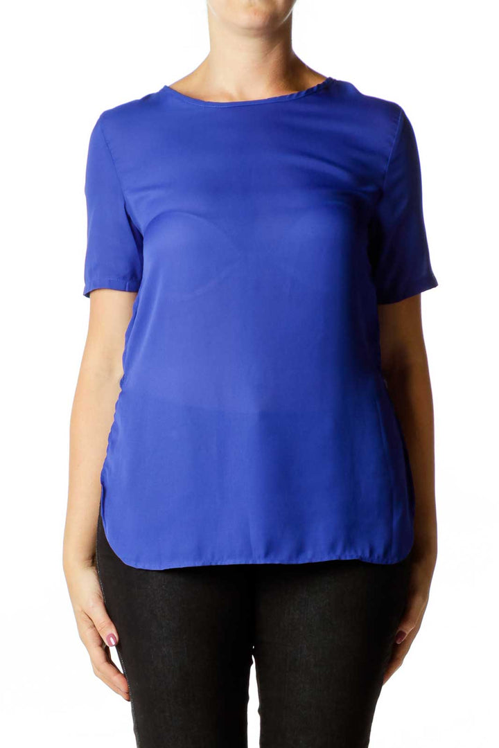 Blue Round Neck Blouse