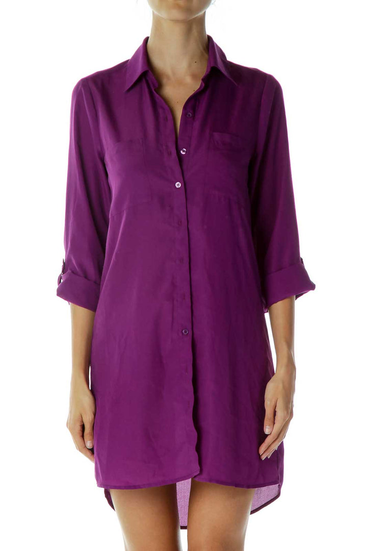 Purple Collared Shirt Dress
