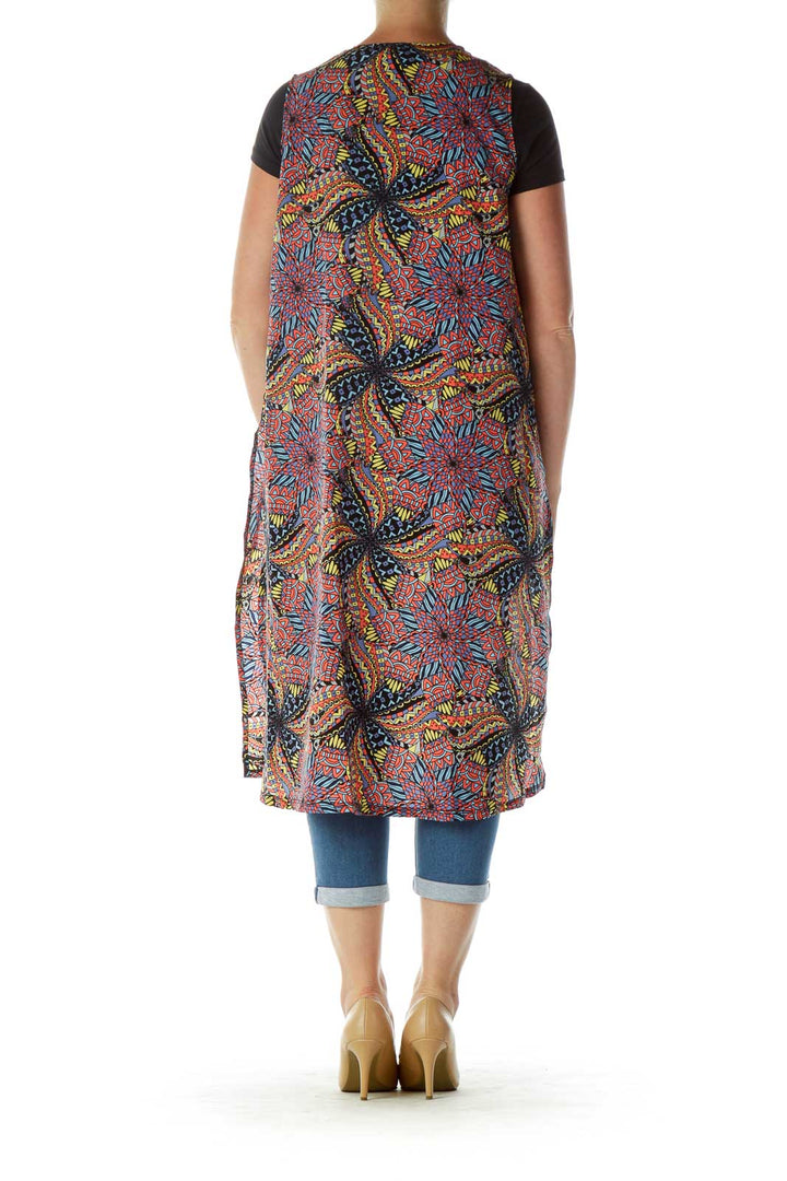 Multicolor Print Long Vest