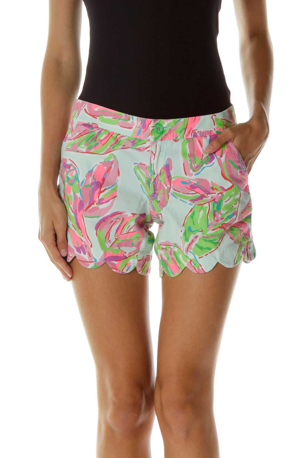 Multicolor Scalloped Shorts