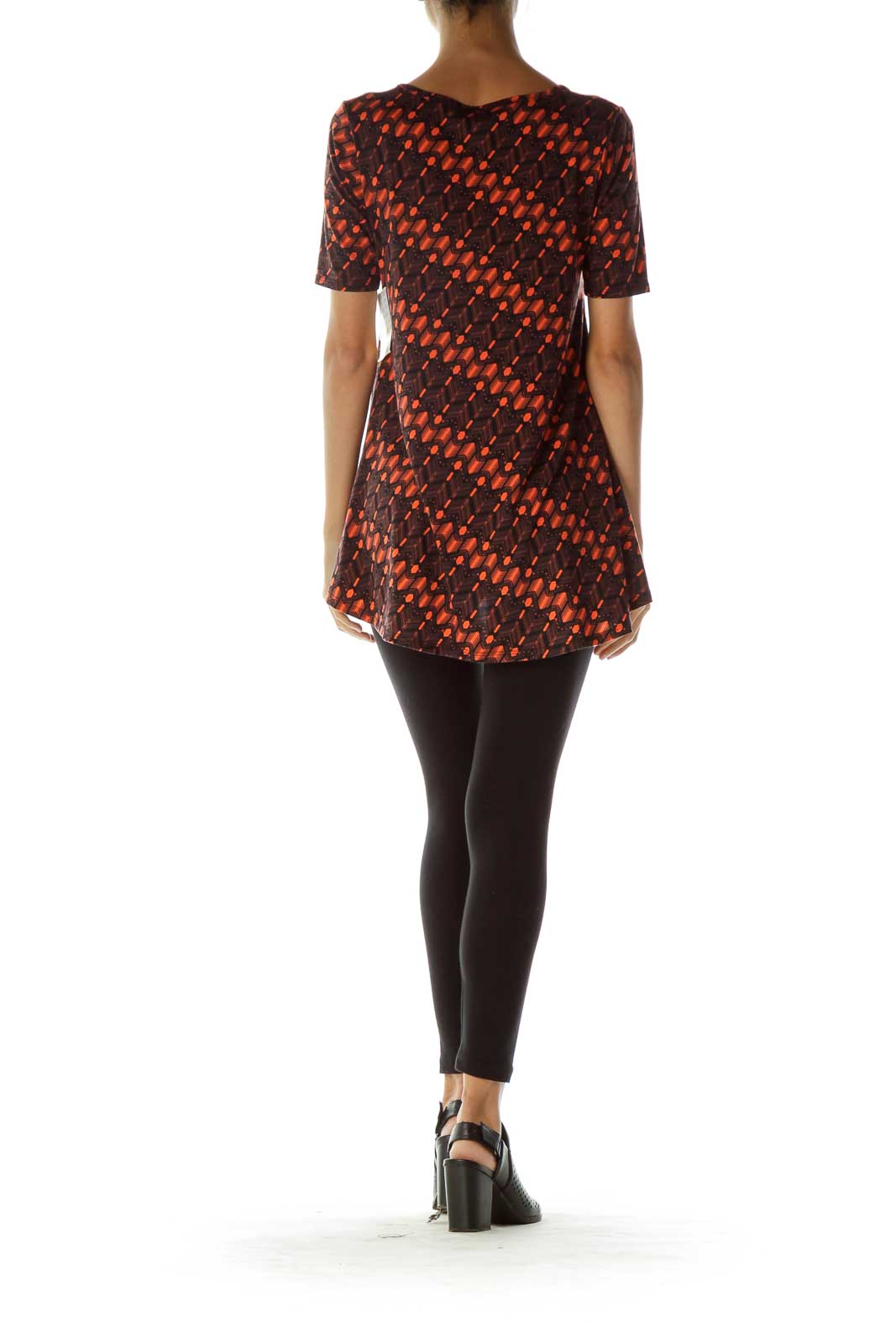 Orange Black Print Tunic