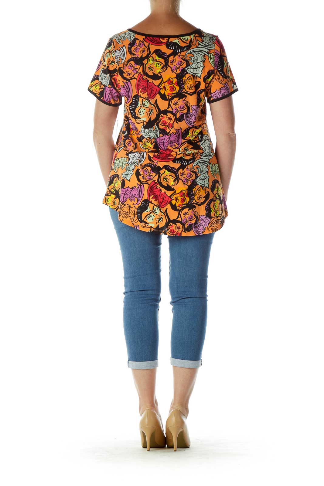 Orange Black Dracula Printed Tunic
