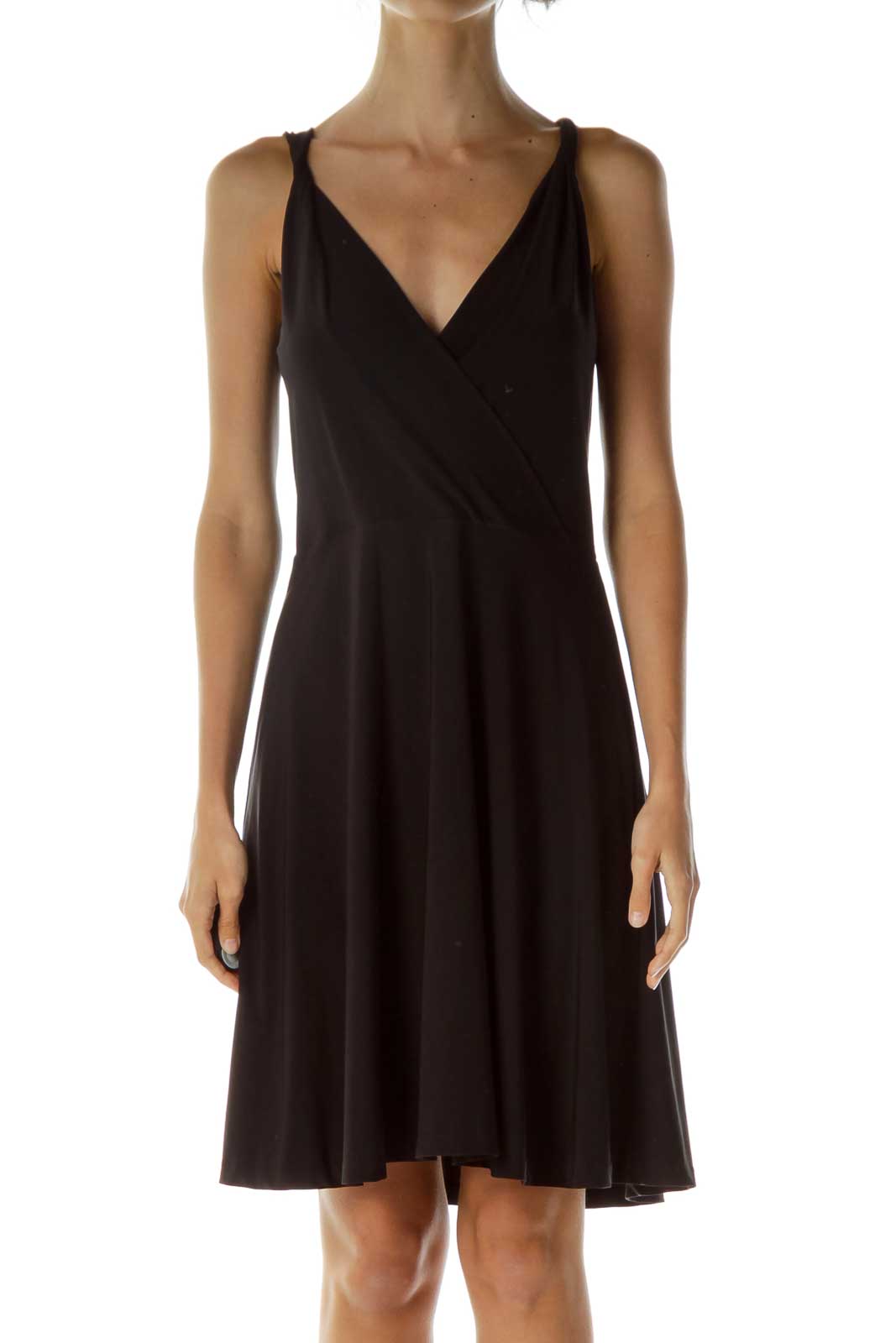 Black V-Neck Cocktail Dress