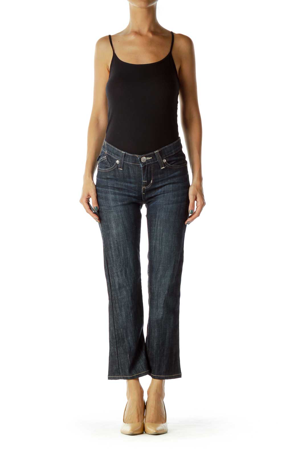 Navy Straight-Leg Jeans