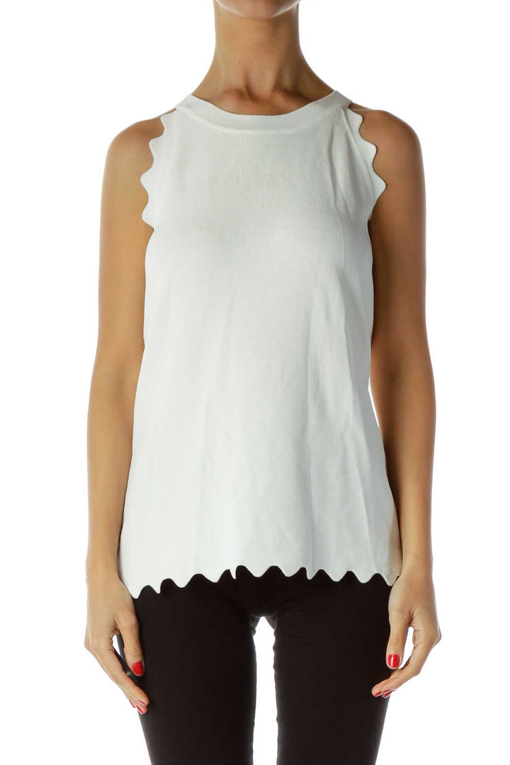 Cream Zig-Zag Zippered Top