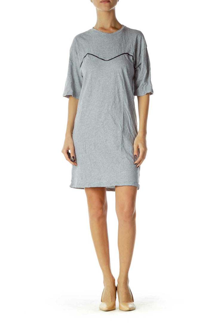Gray Jersey-Knit Dress