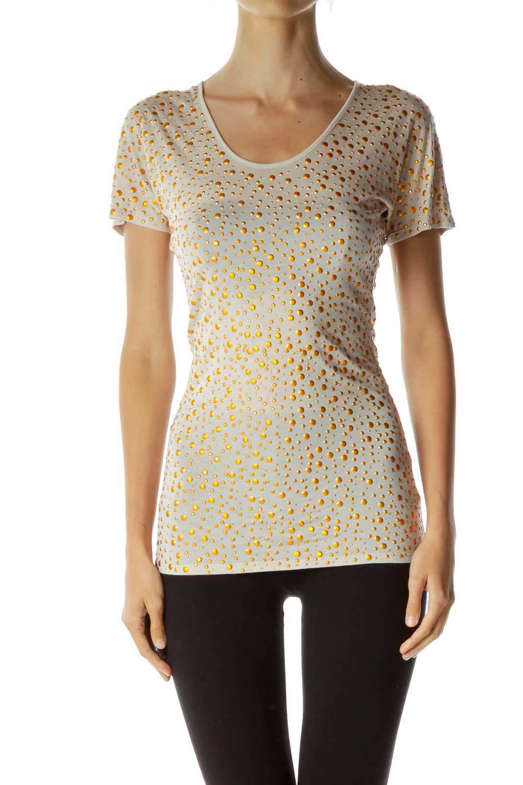 Beige Studded T-Shirt