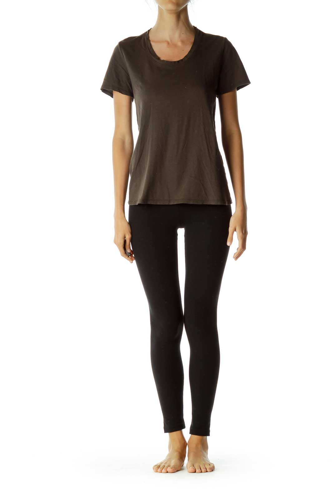Dark Green/Brown Round Neck T-Shirt
