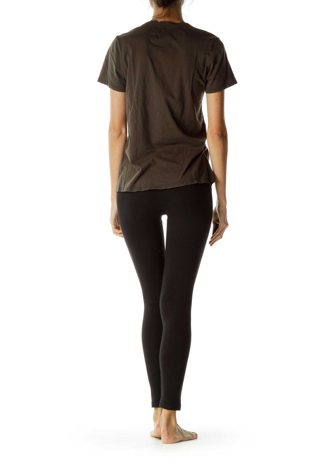 Dark Green/Brown Round Neck T-Shirt