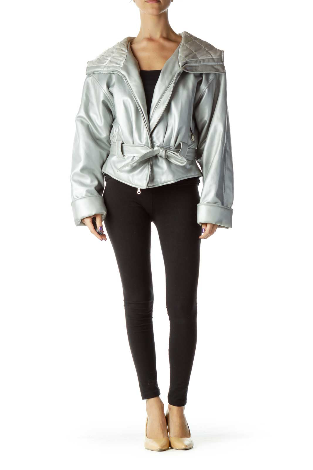 Silver Hooded Metallic Coat