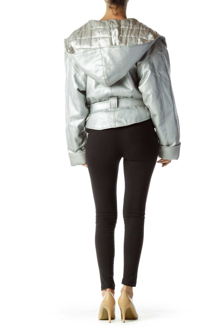 Silver Hooded Metallic Coat