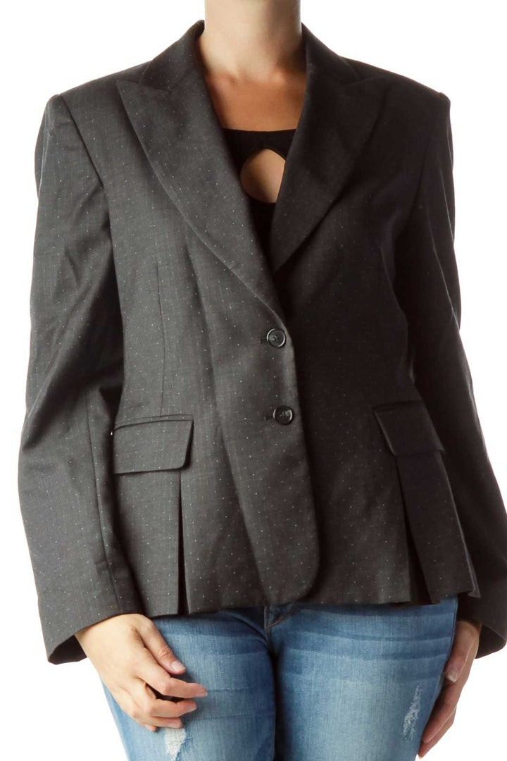 Gray Wool Textured Blazer