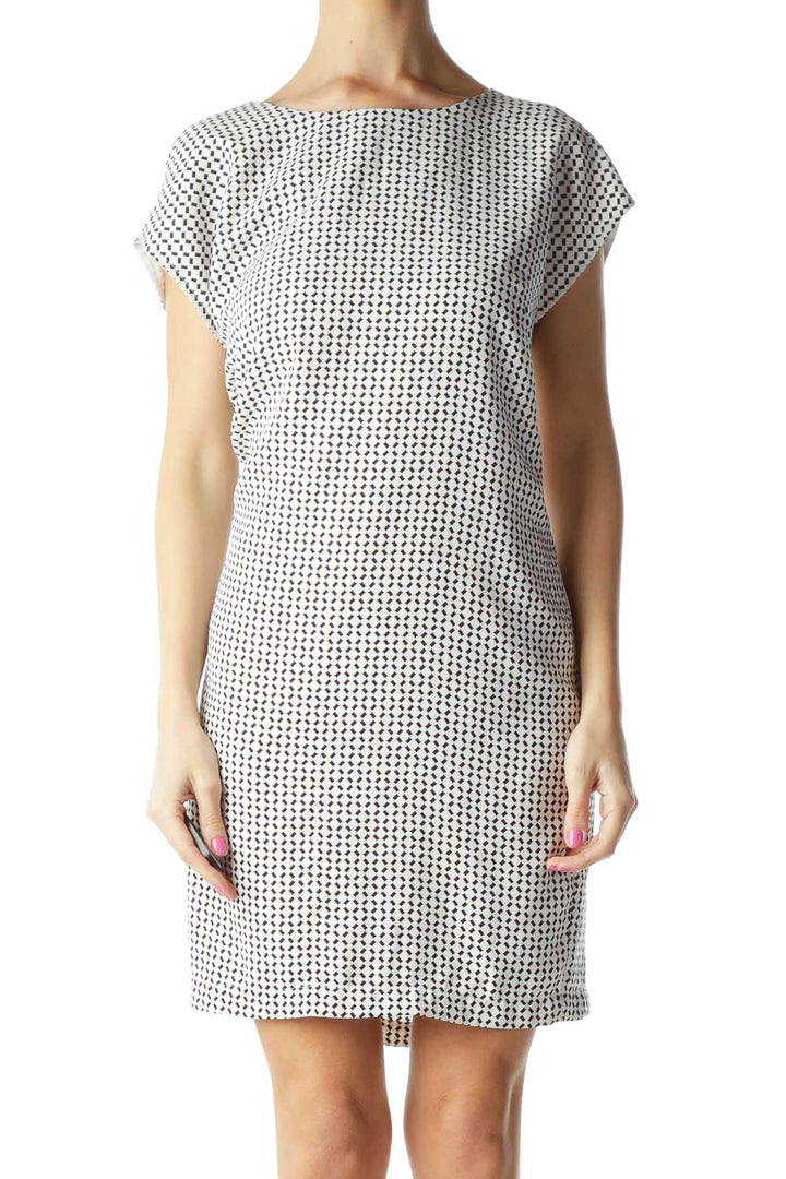 White Black Printed Shift Dress