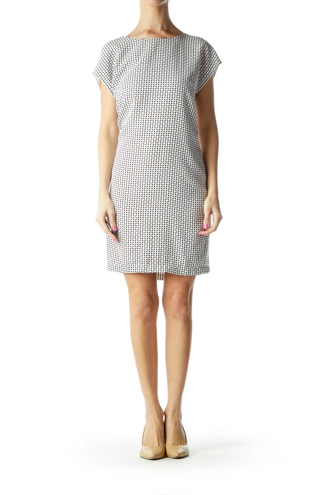 White Black Printed Shift Dress