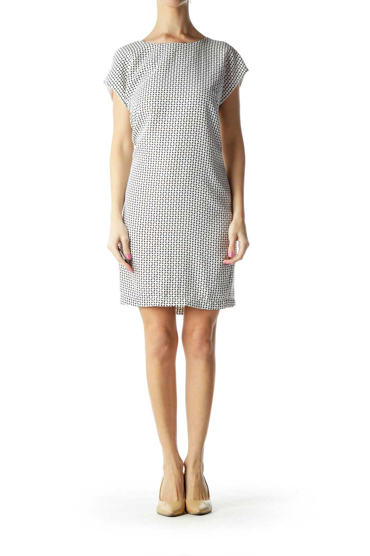 White Black Printed Shift Dress