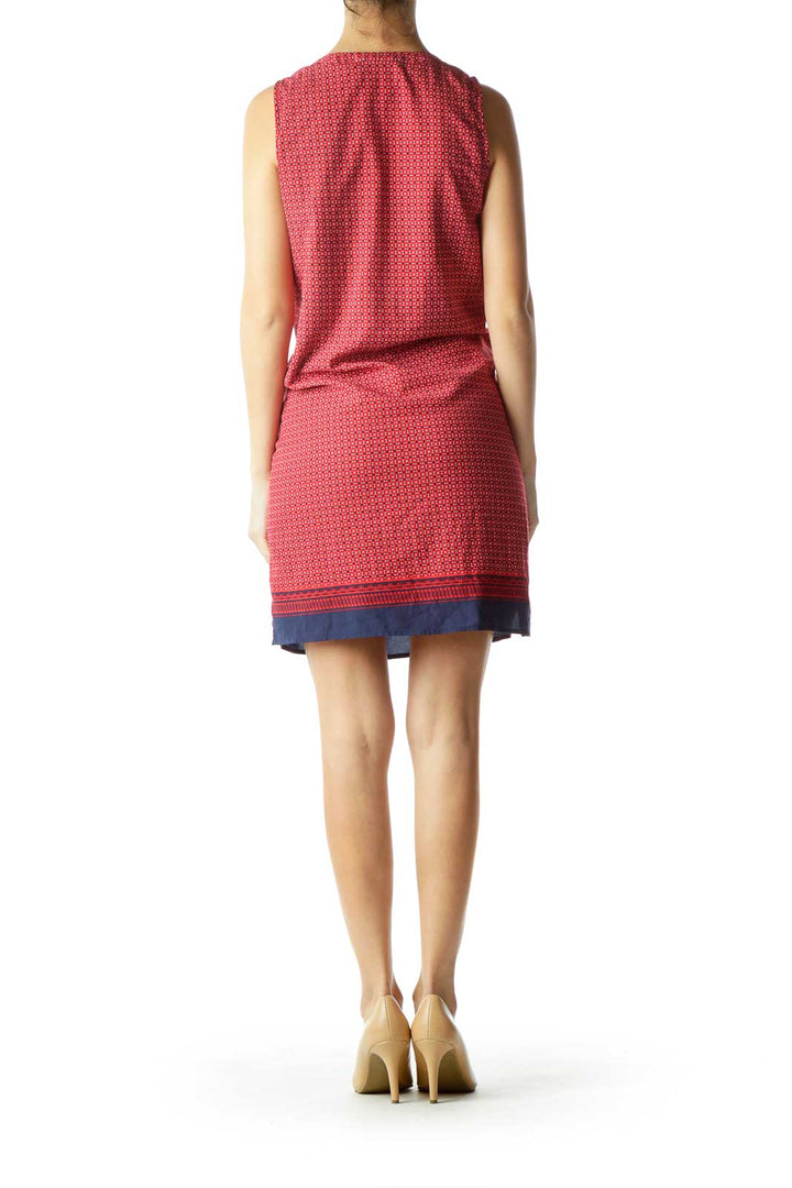 Red Blue Printed Shift Dress