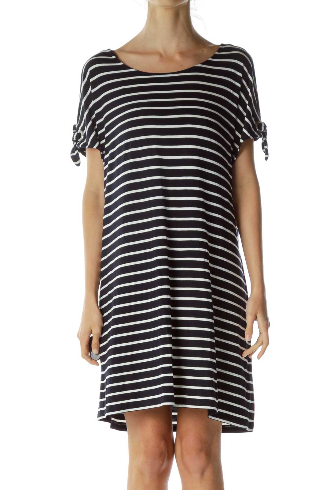 Navy White Stripe Jersey Dress