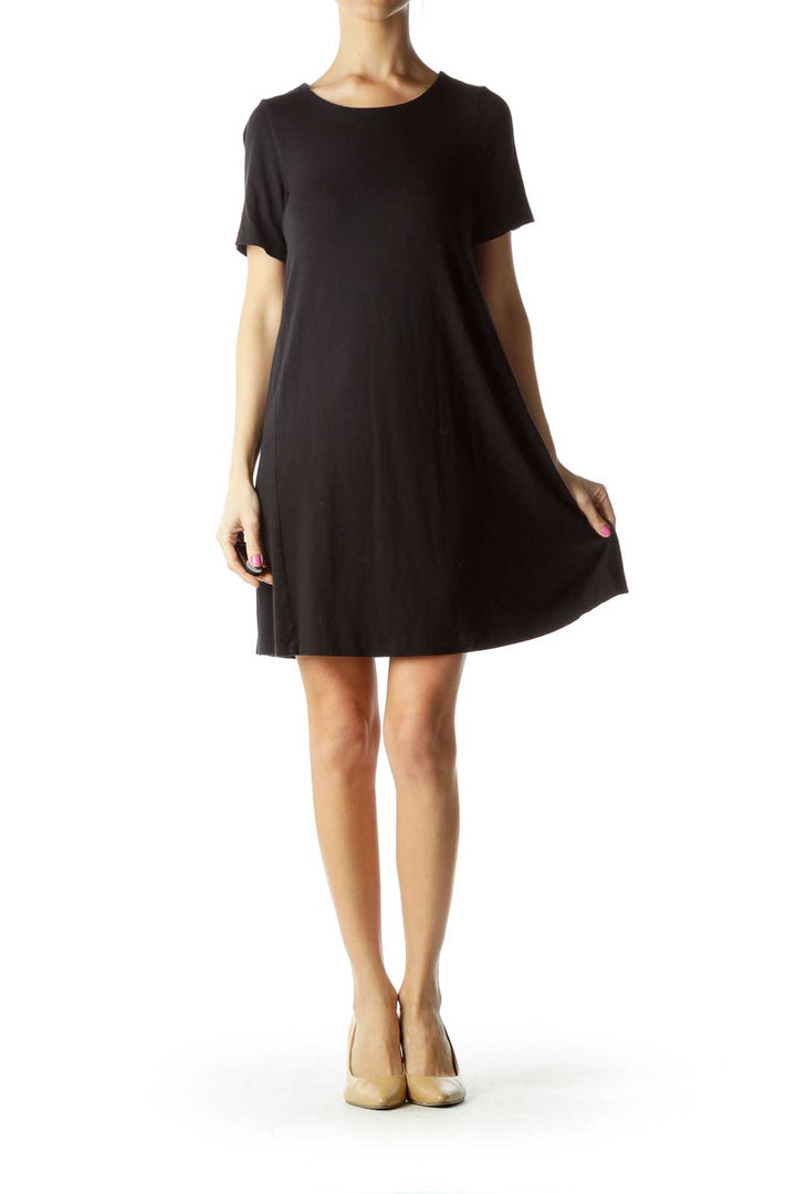Black Short Sleeve Jersey Dress