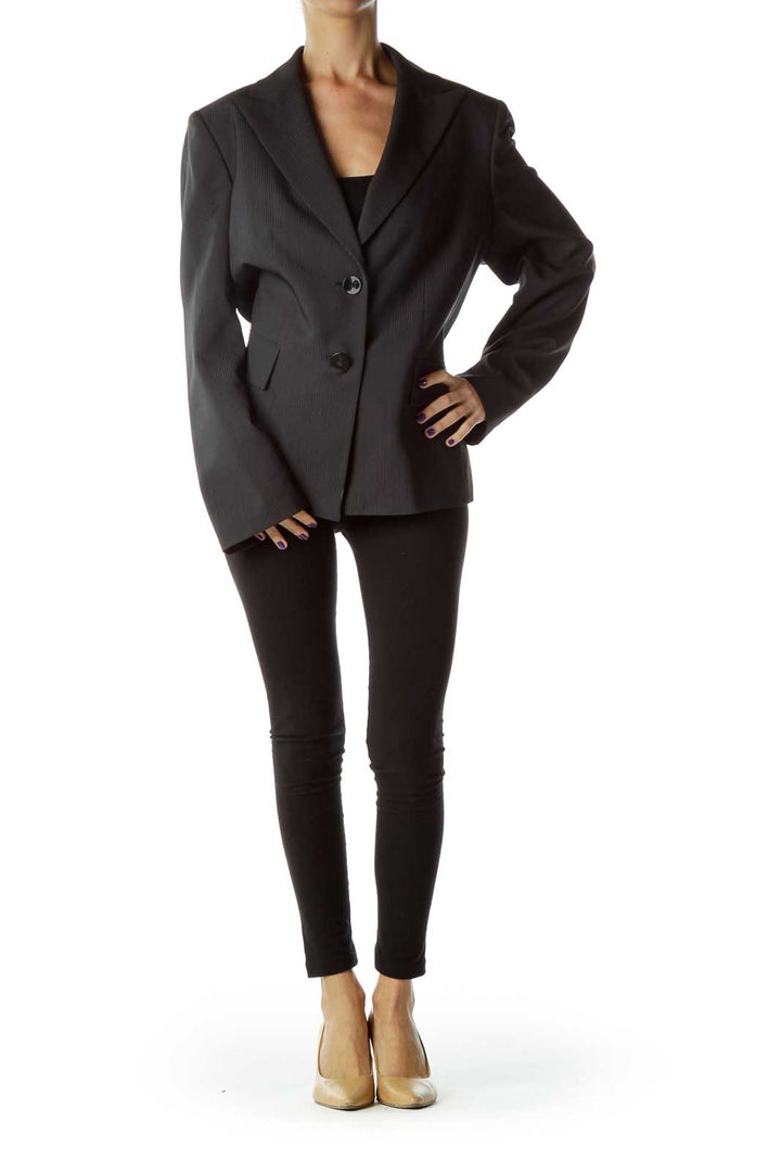 Black Pinstripe Suit Jacket