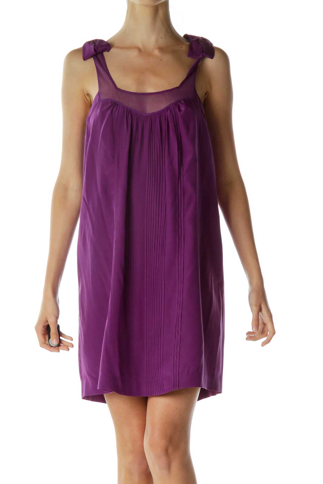 Purple Tent Cocktail Dress with Bow Detail