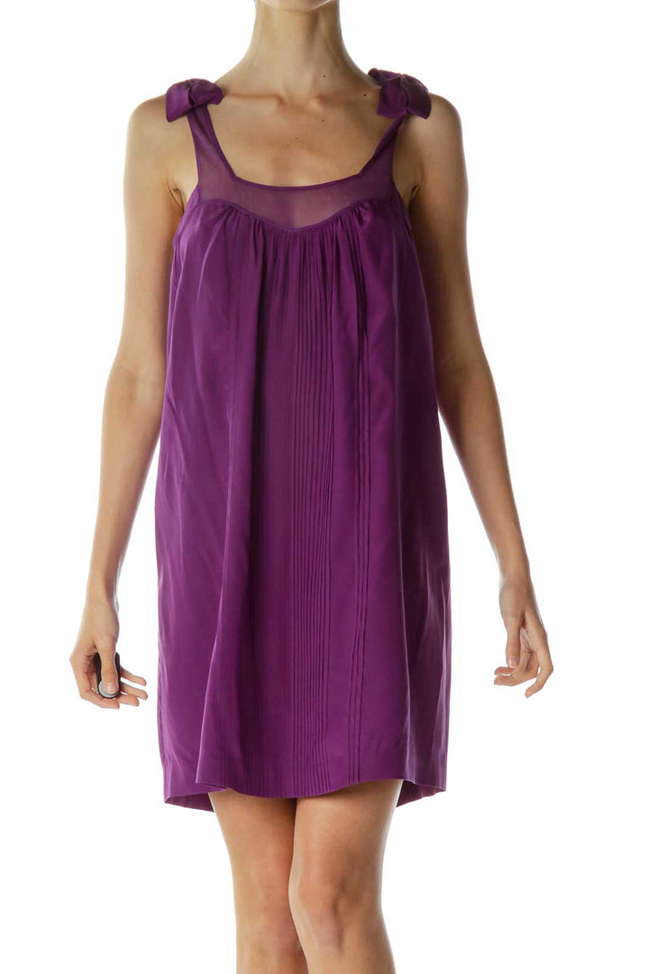 Purple Tent Cocktail Dress with Bow Detail
