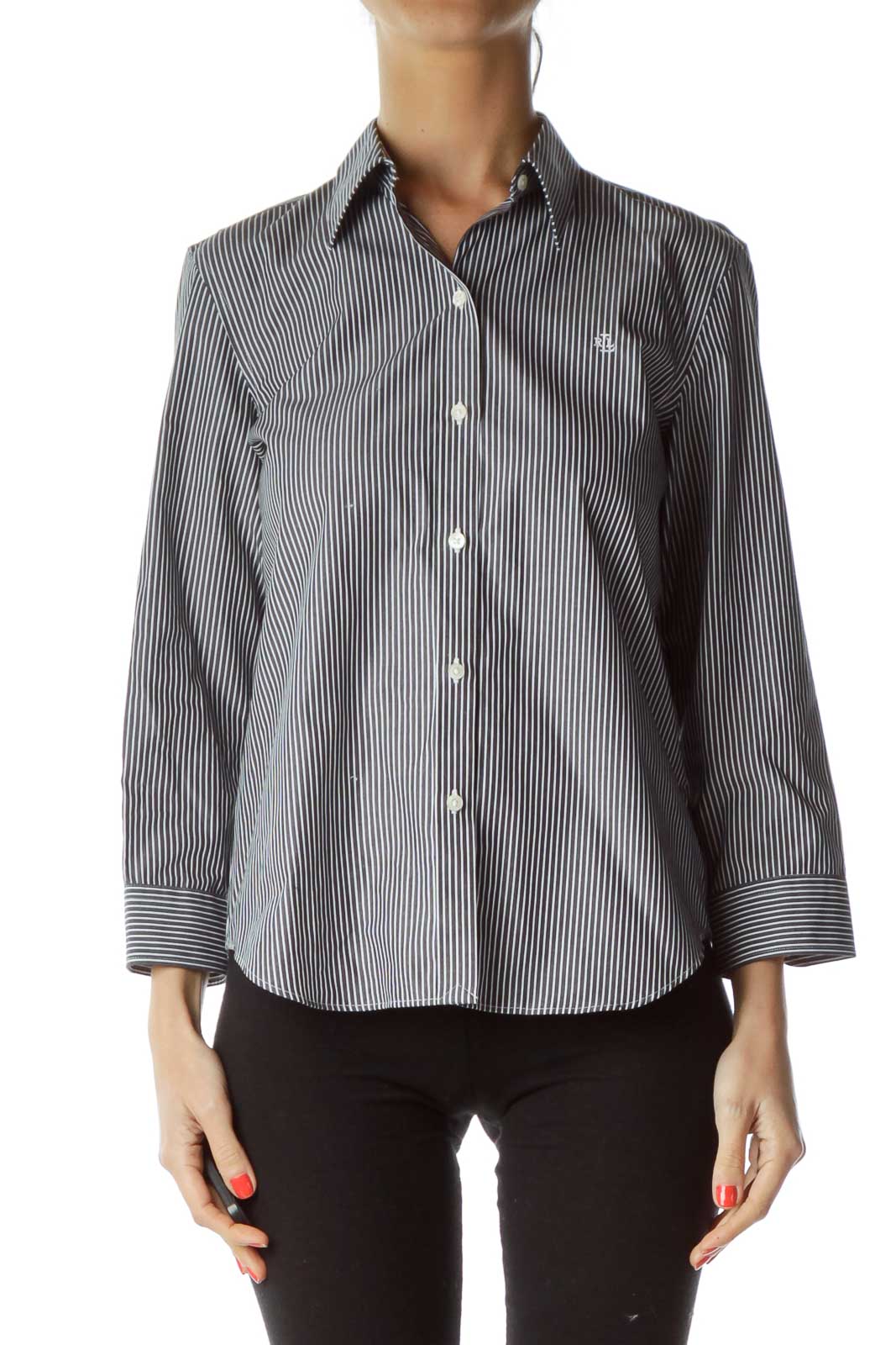 Blue White Pinstripe Blouse