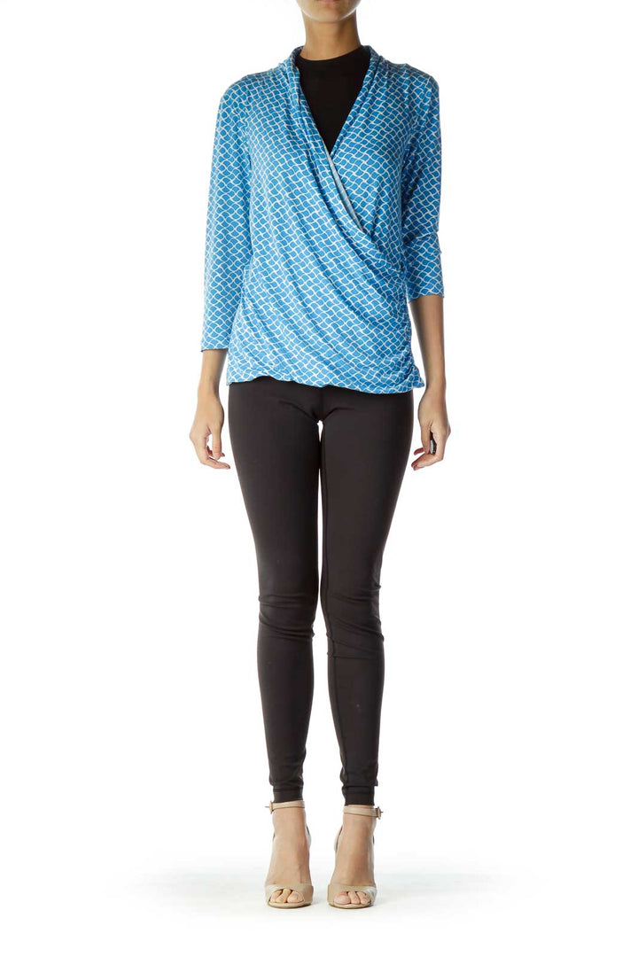 Blue White Deep-Neck Tunic