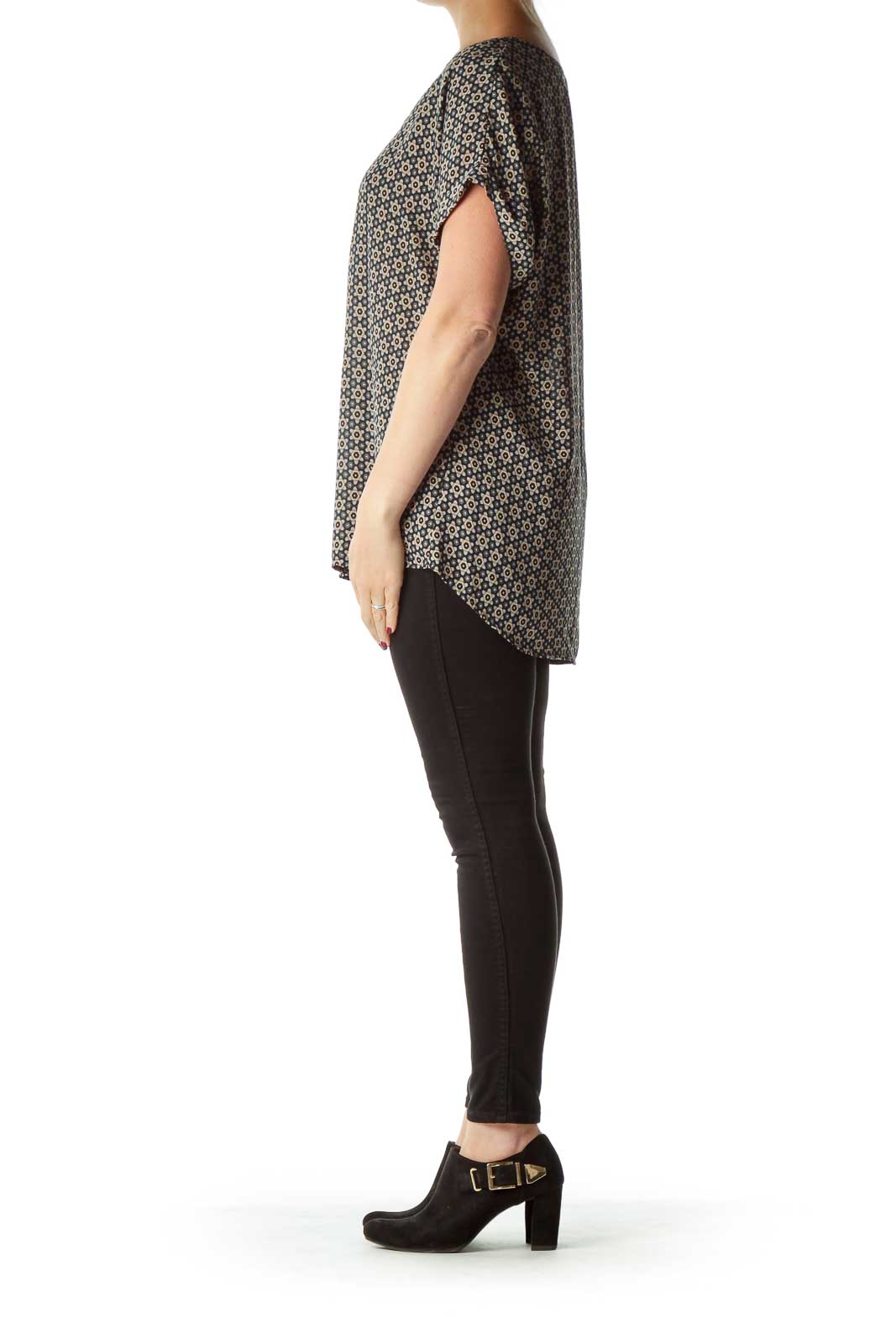 Gray Beige Printed Blouse