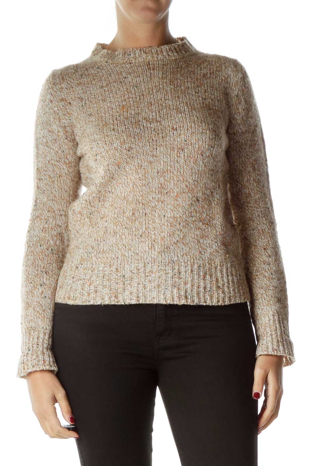 Beige Marled Crew Neck Sweater