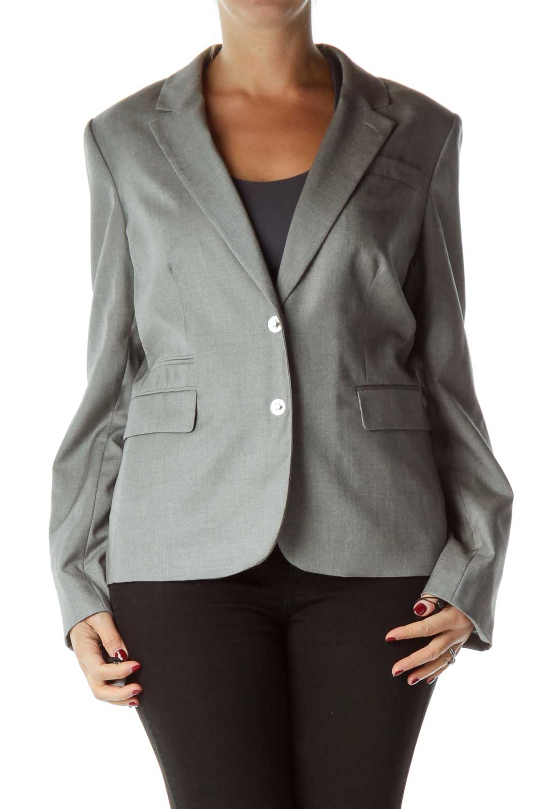 Gray Mottled Pocketed Blazer