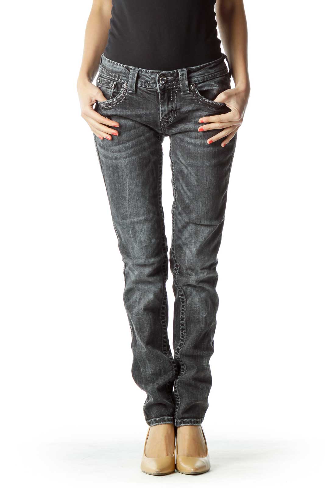 Black Skinny Jean with Shiny Trim
