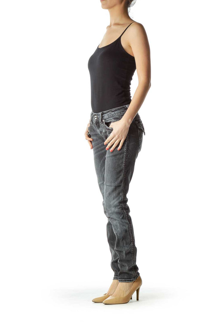 Black Skinny Jean with Shiny Trim