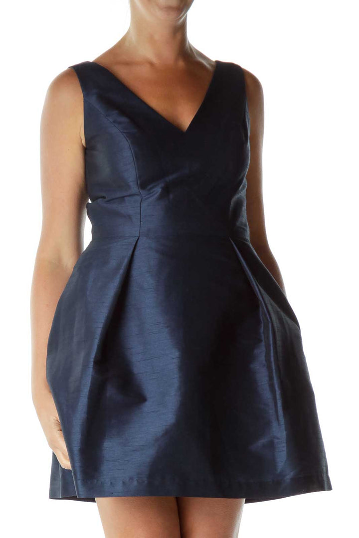 Navy Sleeveless A-Line Cocktail Dress