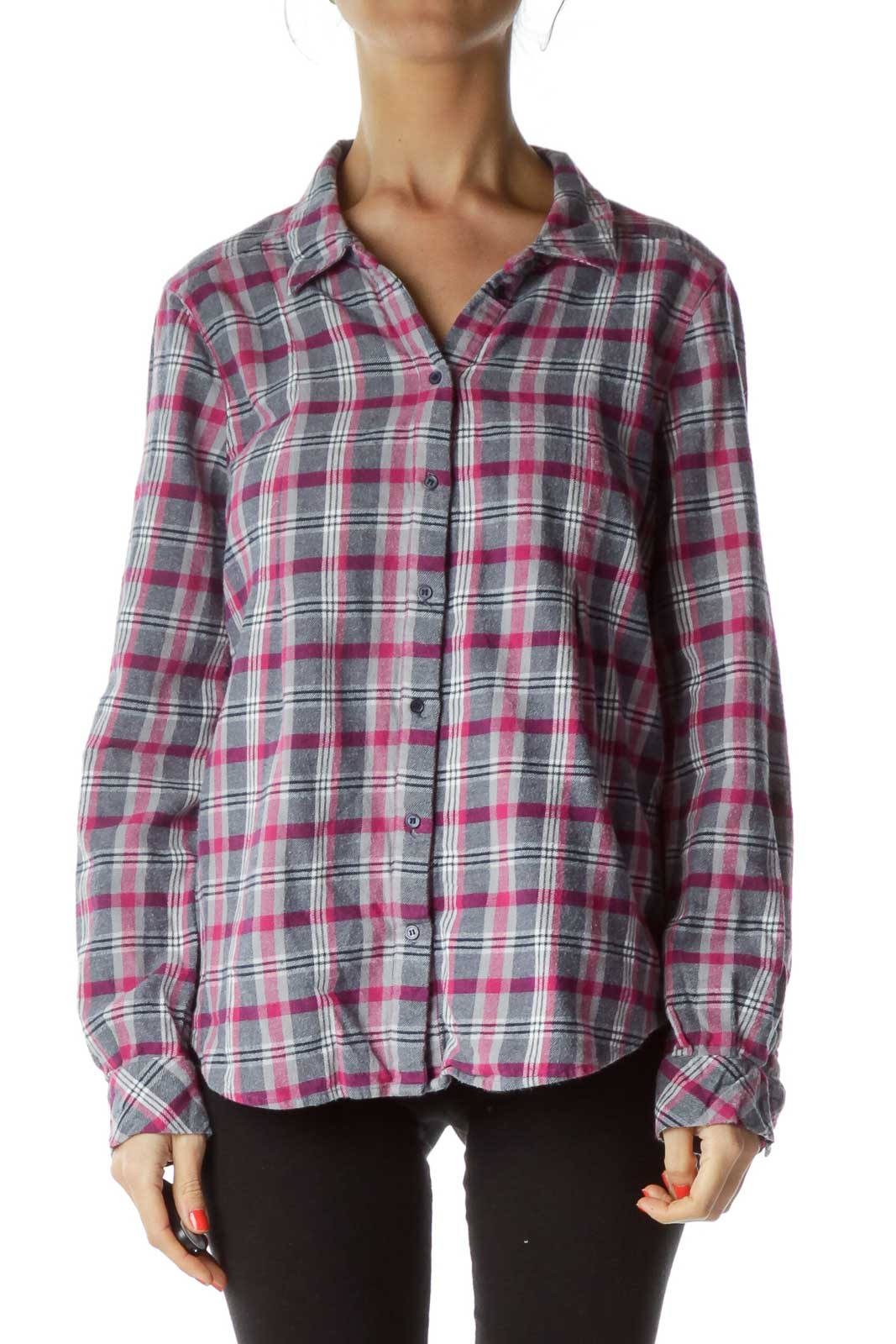 Pink Checkered Flannel Shirt