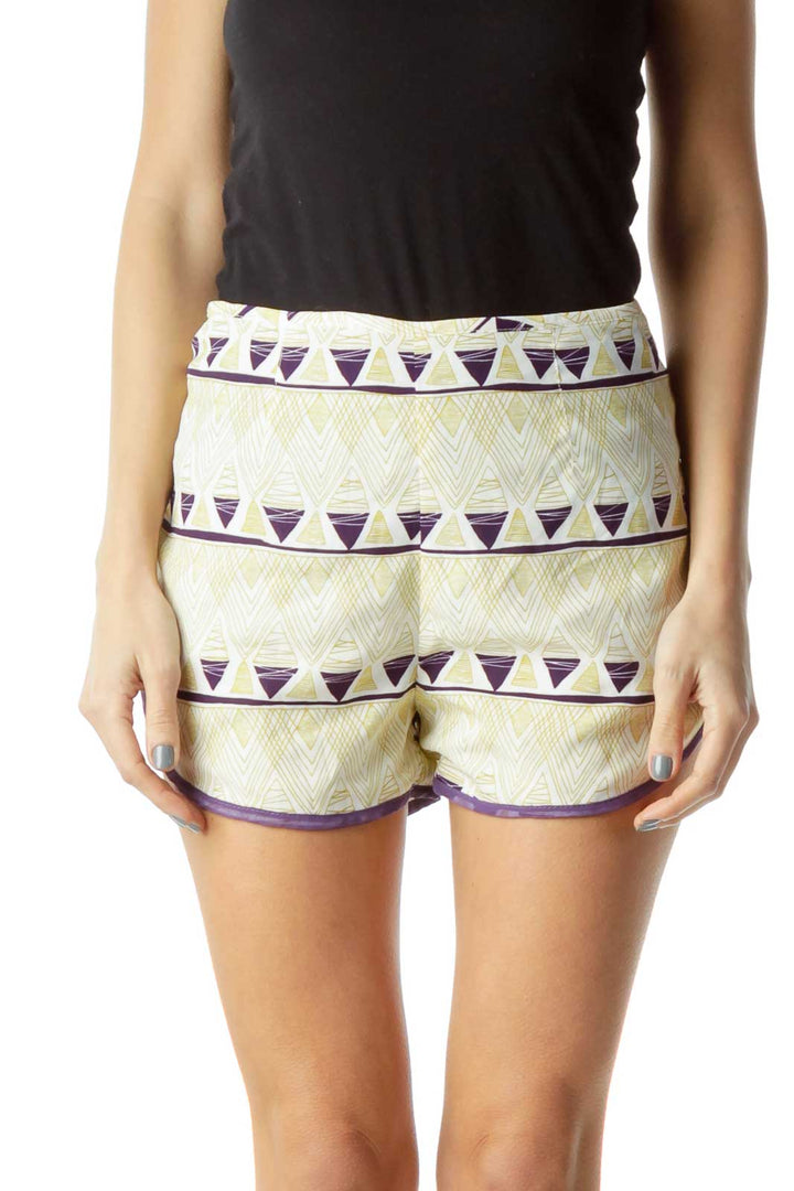 Yellow Print Soft Shorts