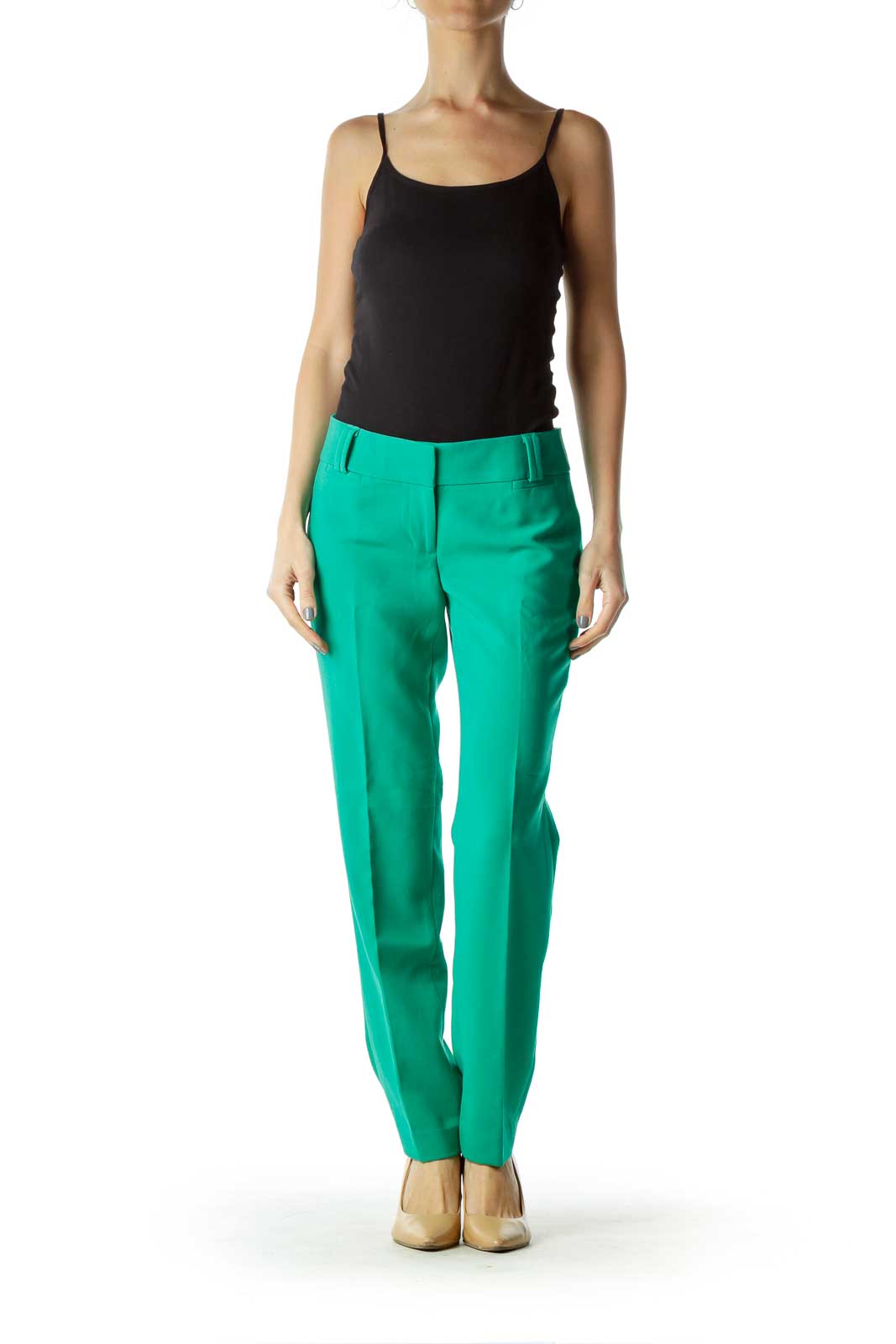 Green Skinny Leg Slacks